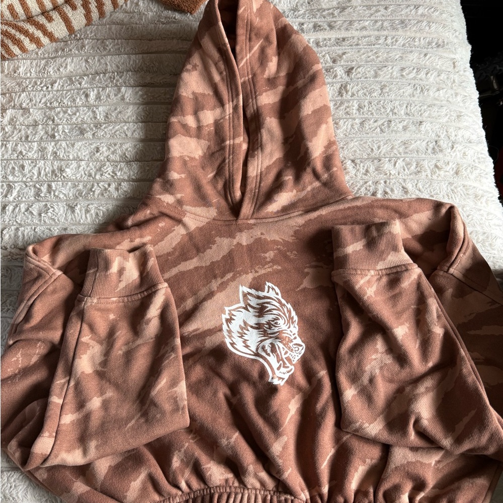 Darc Sport Rust Camo Hoodie with White Wolf Graphic